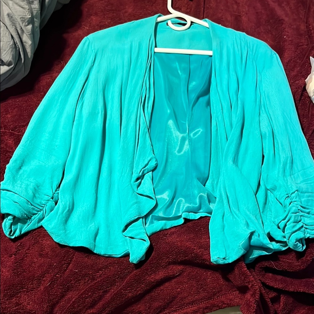 Chic Turquoise Open-Front Cardigan